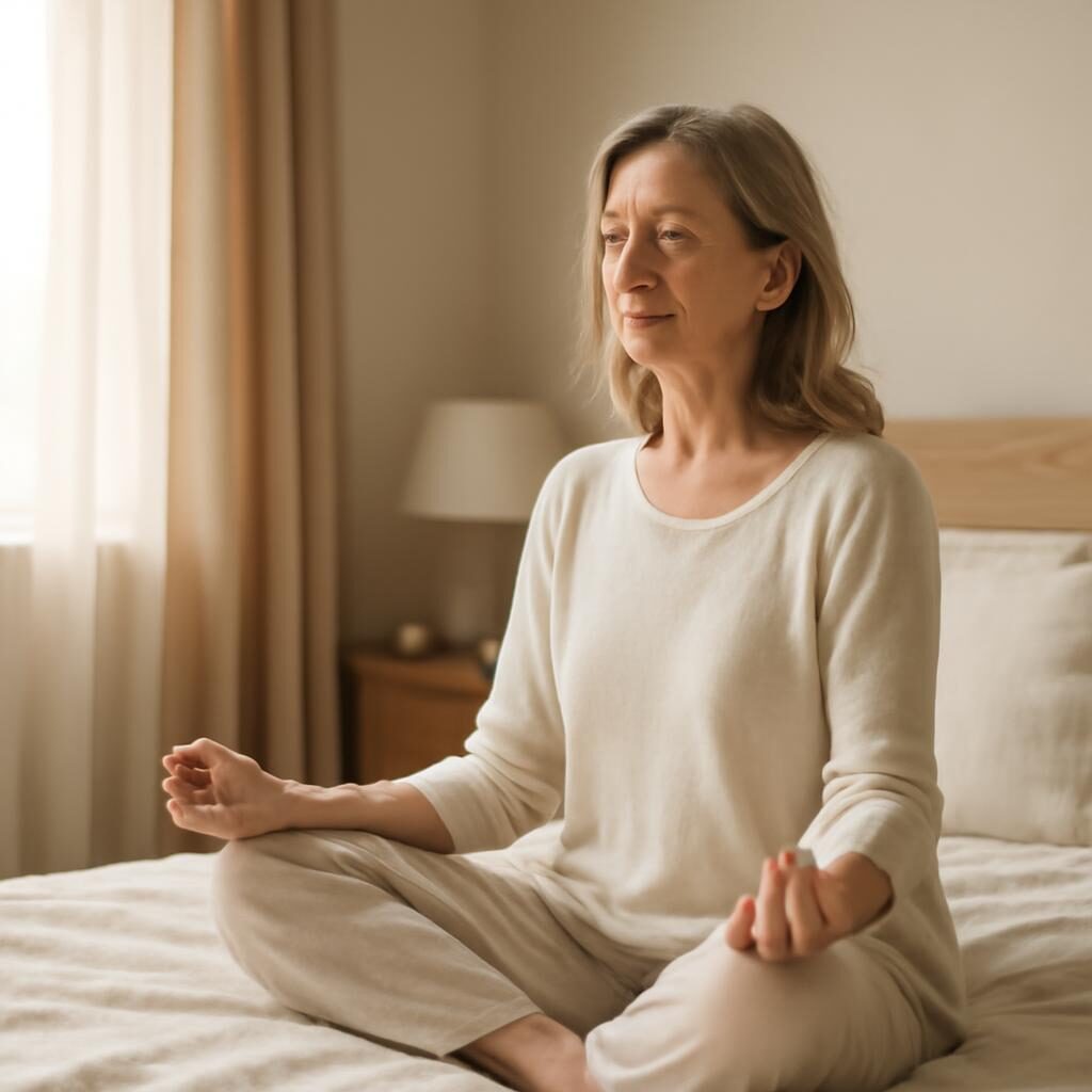 Femme sereine pratiquant la méditation pour le bien-être hormonal
