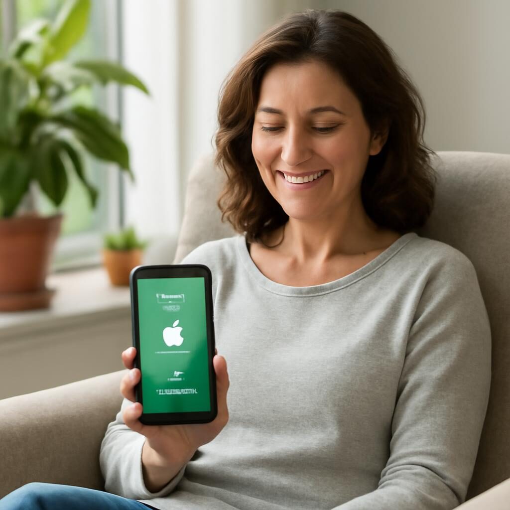 femme smartphone application méditation guidée fauteuil plantes