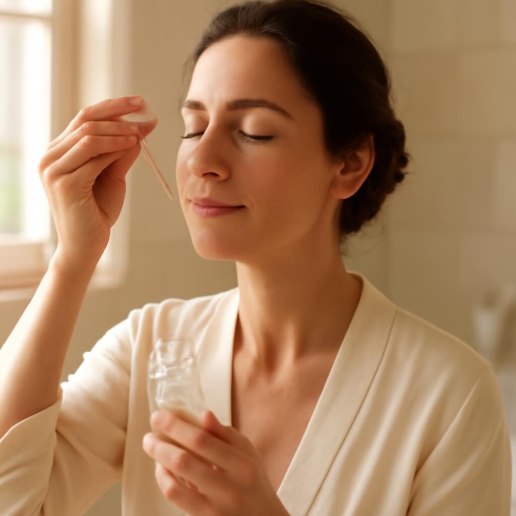 Femme de 40 ans appliquant un serum retinol dans sa salle de bain