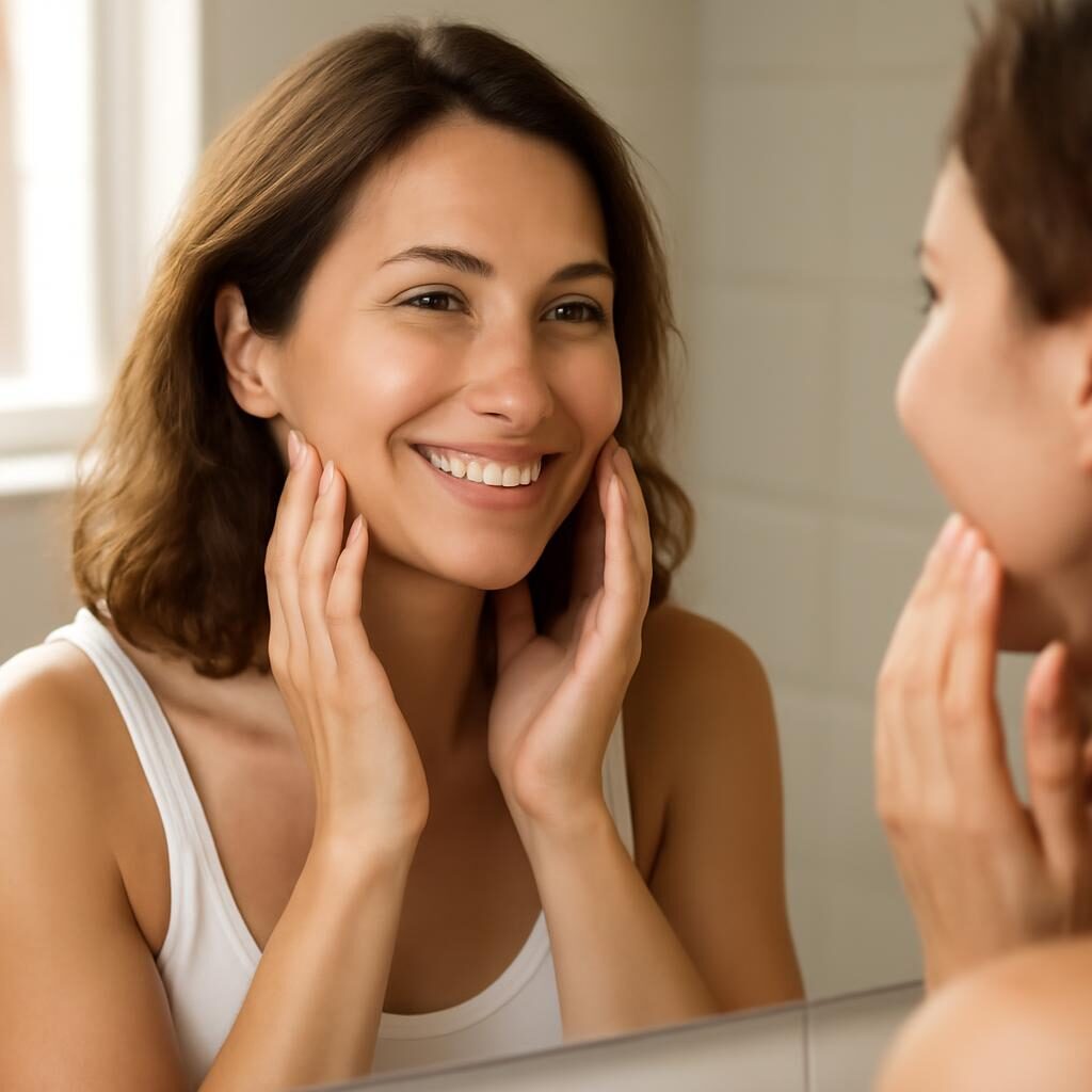 Peau lumineuse et eclairee apres l'utilisation du retinol