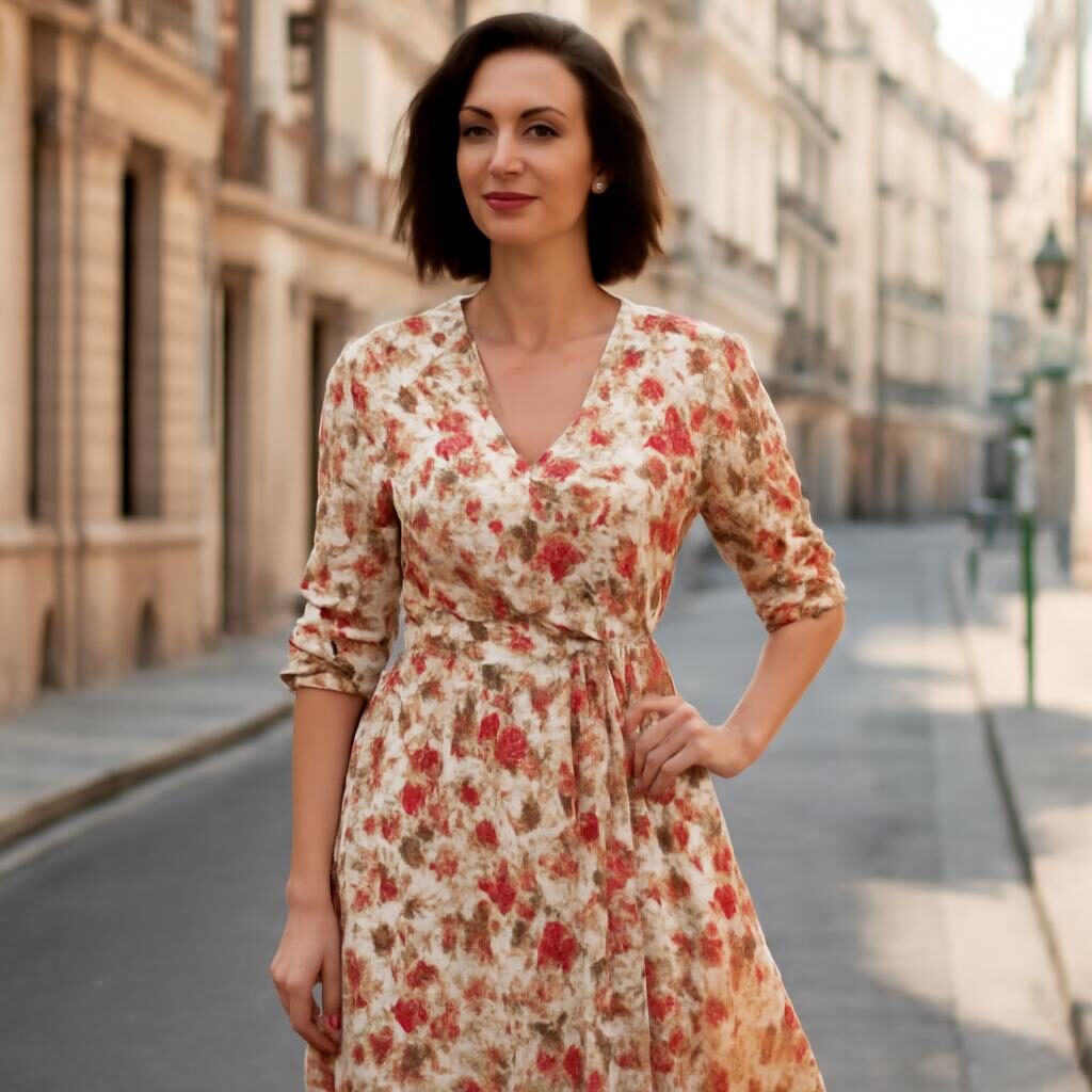 robe fluide chic femme 40 ans wrap dress midi floral Parisienne