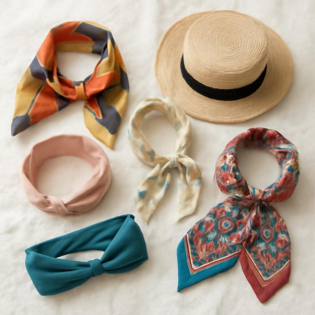 Foulards bandeaux et bob chapeau accessoires coiffure femme mature