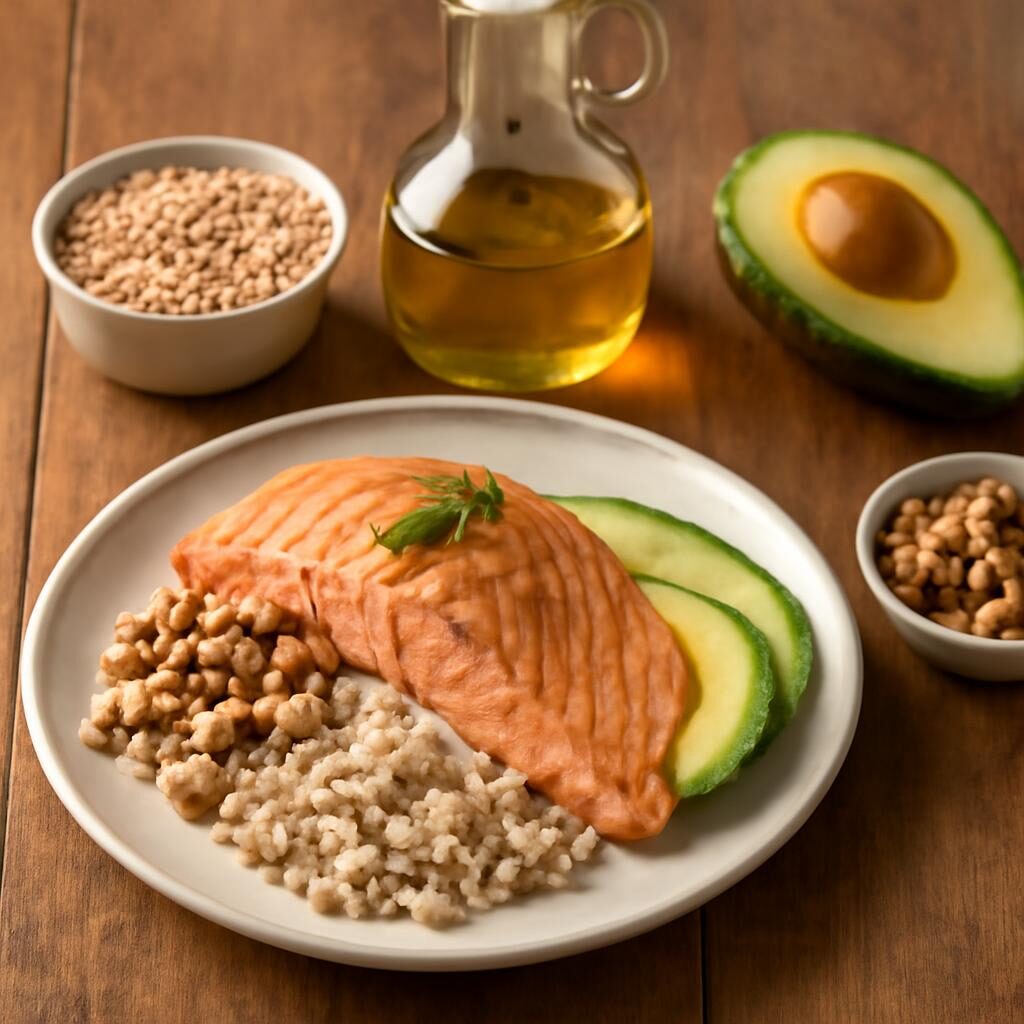 Cholestérol alimentation femme repas méditerranéen huile olive avocat saumon
