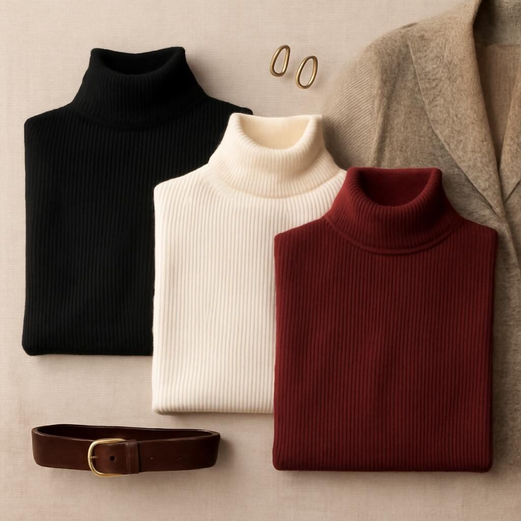 Sélection de cols roulés femme : noir, ivoire et bordeaux