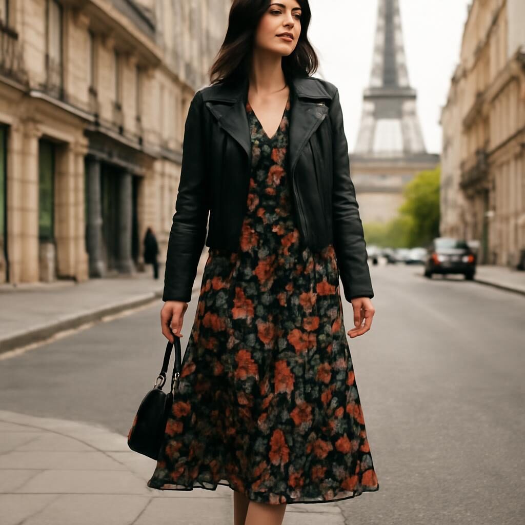 Robe imprimé fleurs ville mode parisienne