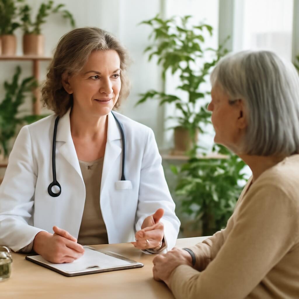 Consultation naturopathe femme bureau plantes wellness