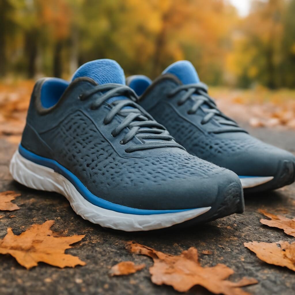 Chaussures de running confort sur sentier d'automne