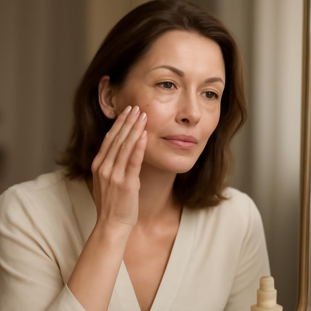 Application maquillage minimaliste femme 40 ans