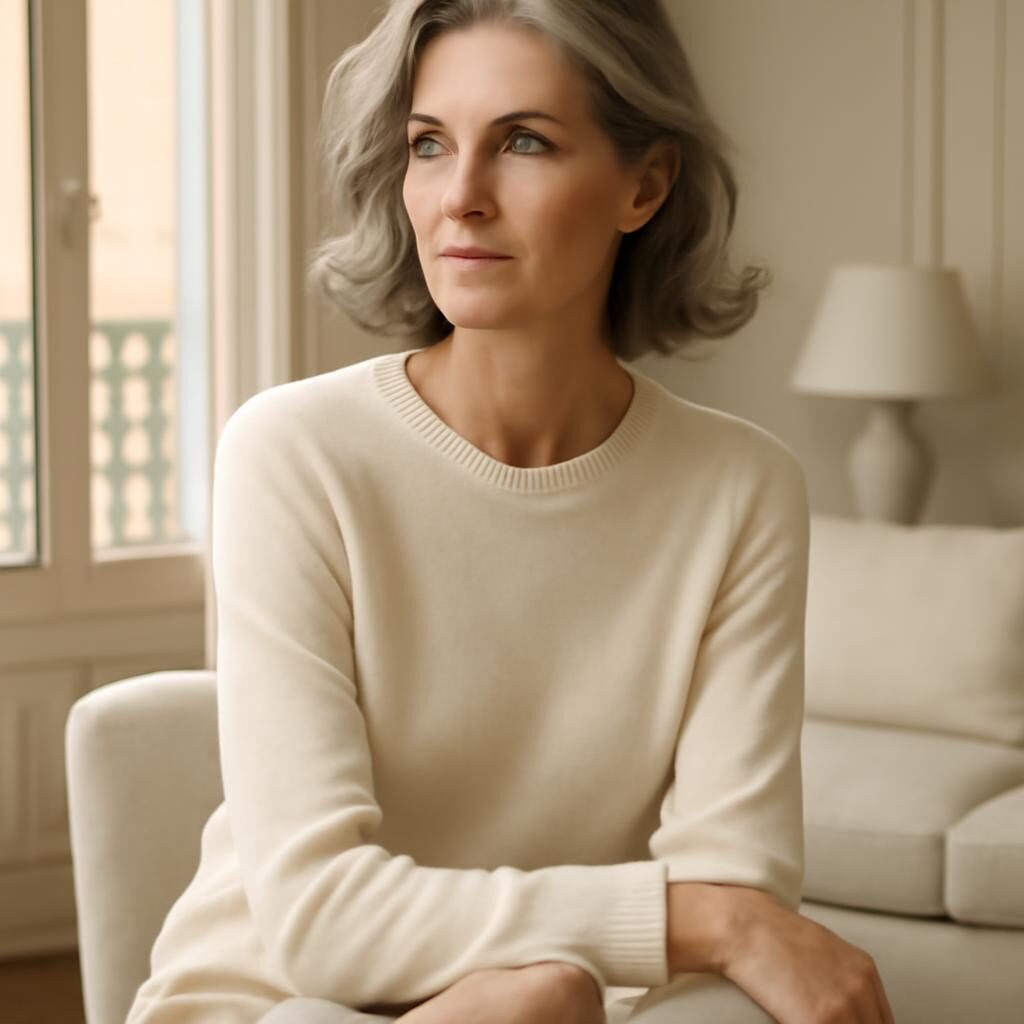 Pull cachemire femme 40 ans porté avec élégance