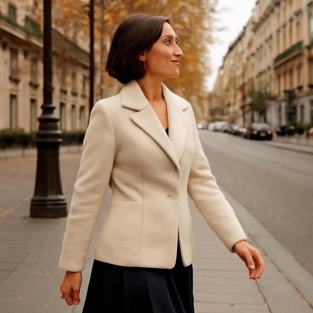 Femme silhouette en A en tenue urbaine elegante