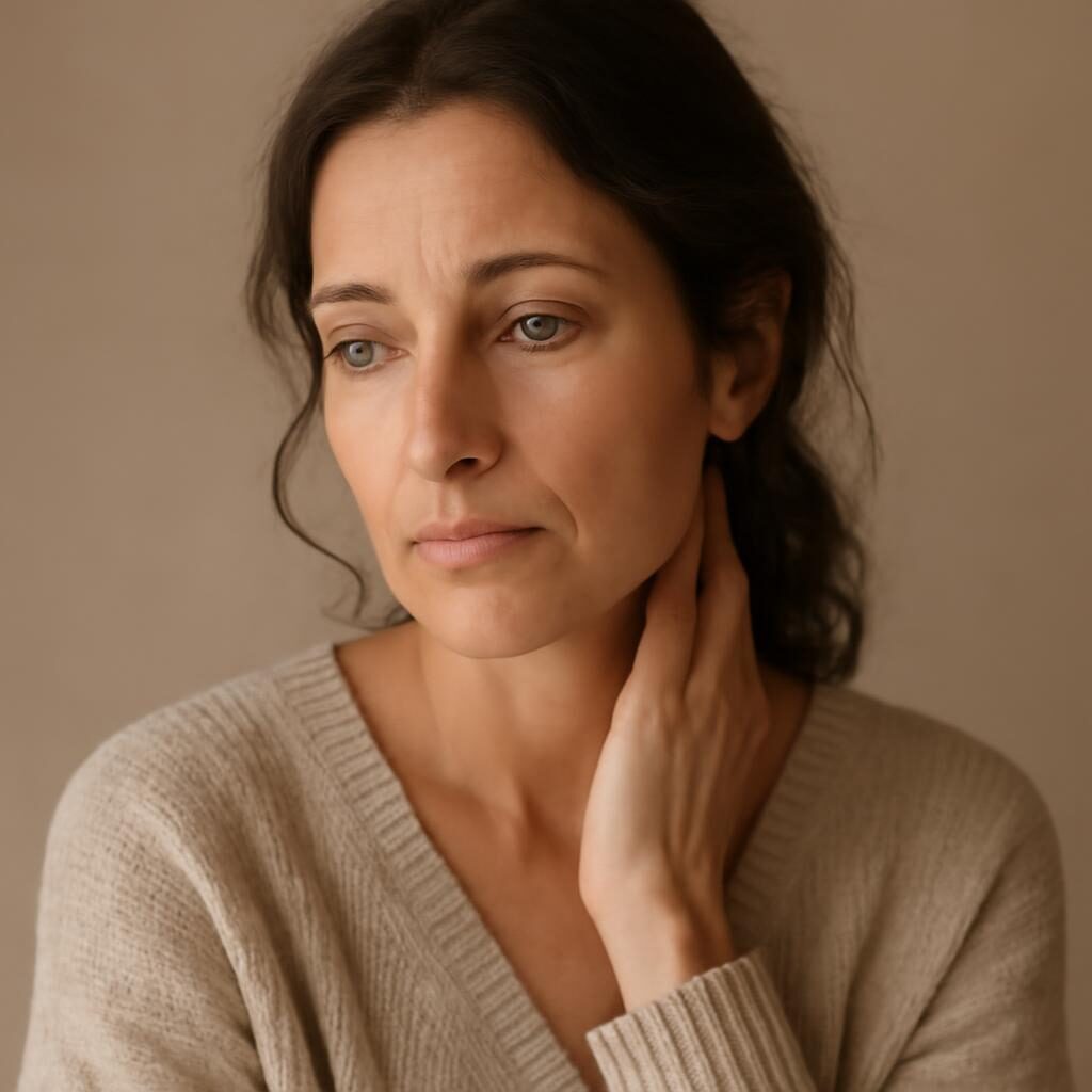 Thyroide femme 40 ans symptomes : portrait pensive